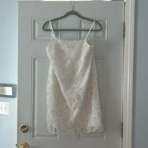 STORIA from Hazel&Olive - white mini cocktail dress with tulle flowers&beading.